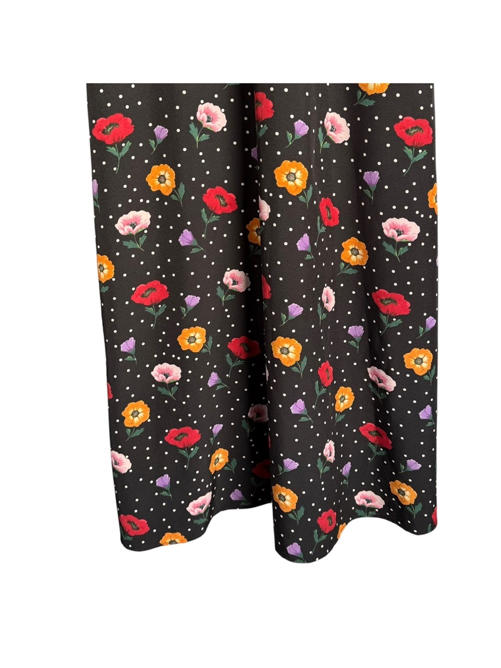 Dark Romantic Floral Polka Dot Midi Dress Size 4 Cottagecore 90’s Novelty Print - Picture 7 of 12